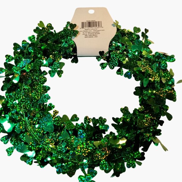 St Patricks Day Tinsel Garland Green Shamrock 25 Ft Festive Decor - Picture 4 of 5